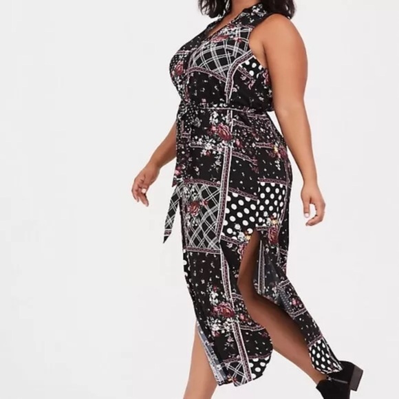 Torrid Patchwork Floral Challis Maxi Shirt Dress - Picture 2 of 3